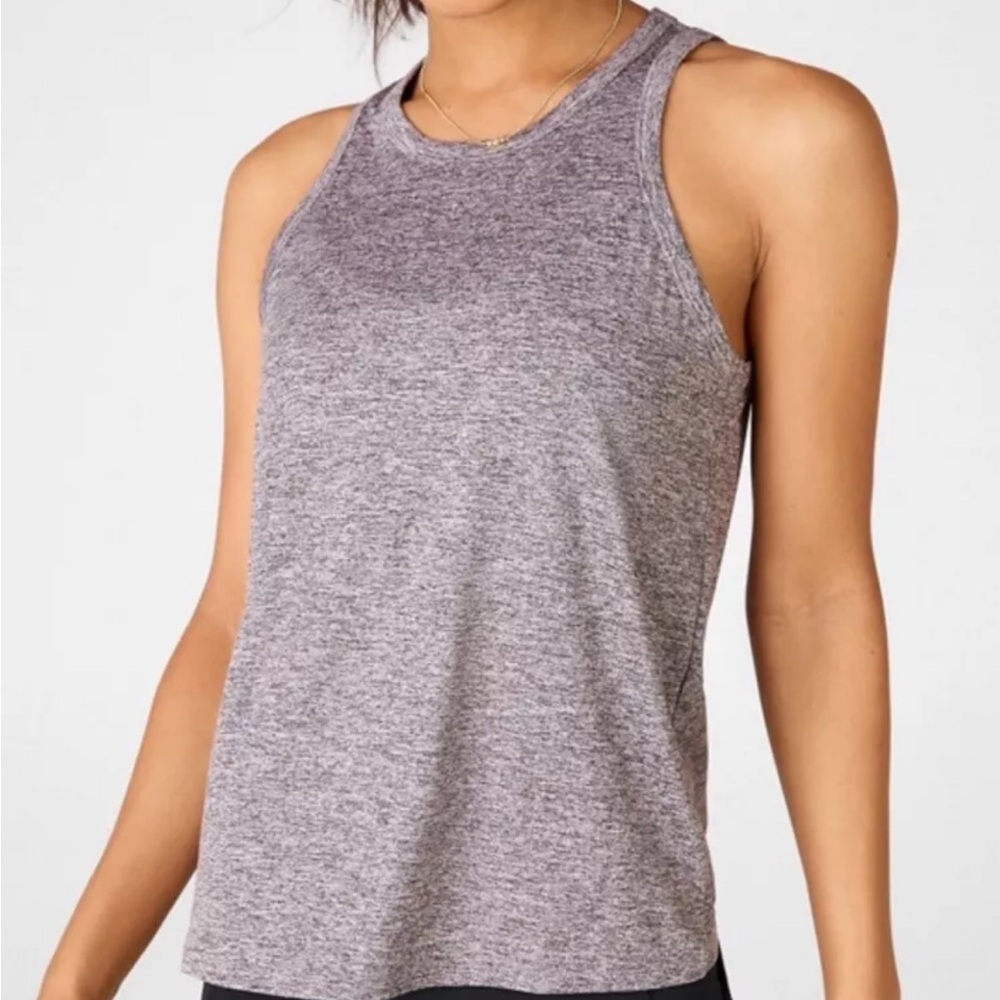 Fabletics Gray Sleeveless Athletic Open Cross Back Top